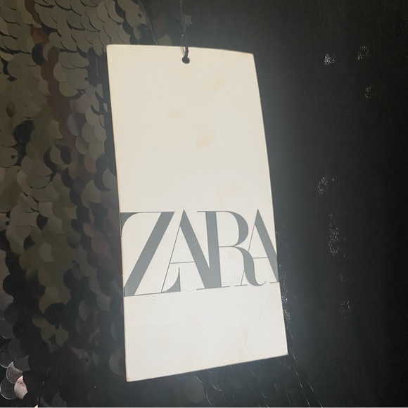 Zara Black Sequin Dress with Floral Applique Detail - Great New Year’s Eve Dress - Picture 10 of 14